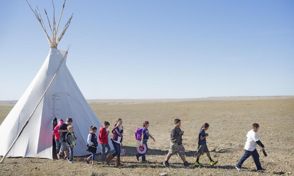Students from Fort Peck schools visited a number of tipis and displays to learn more about bison.