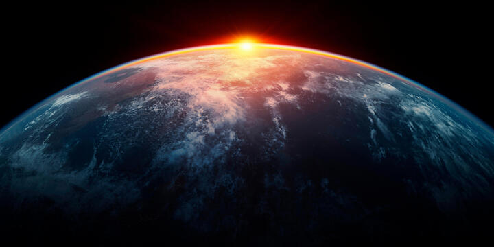 Image of sunlight eclipsing planet Earth