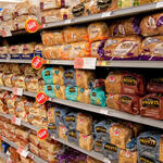 Breads in a supermarket aisle