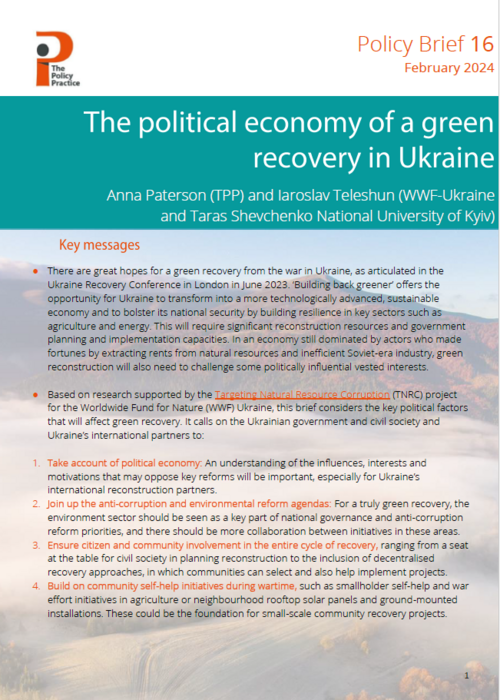 The Policy Practice Green Recovery in Ukraine Paper Cover