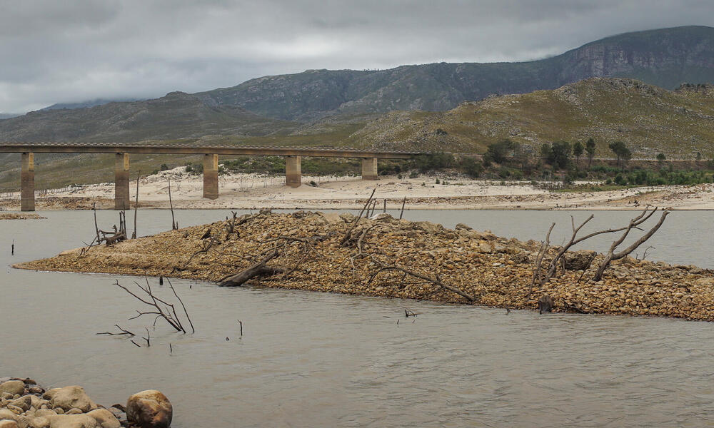 Panoramic shot of Theewaterskloof Dam in Cape Town, South Africa.