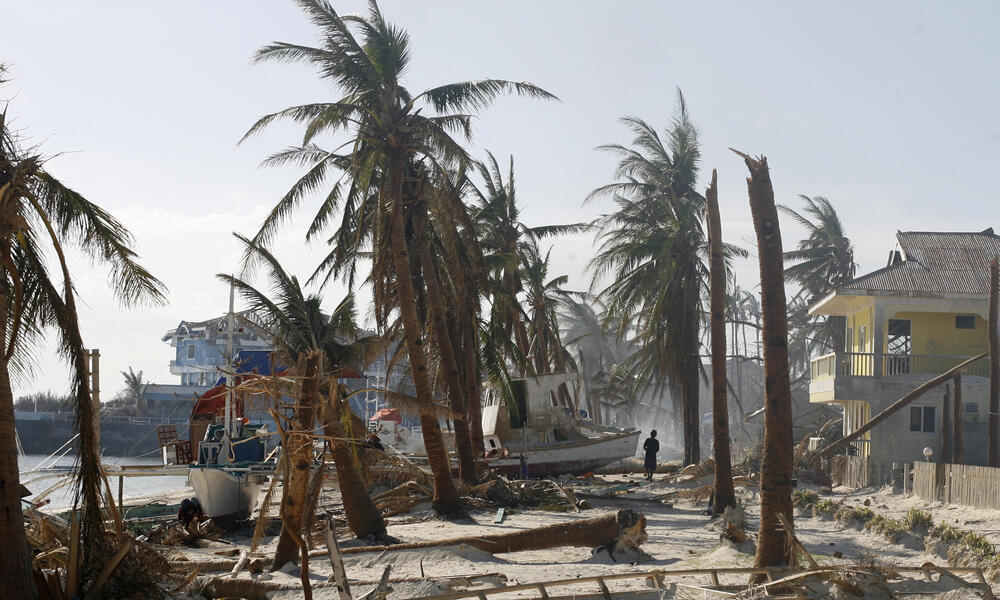 Destruction in the aftermath of a typhoon