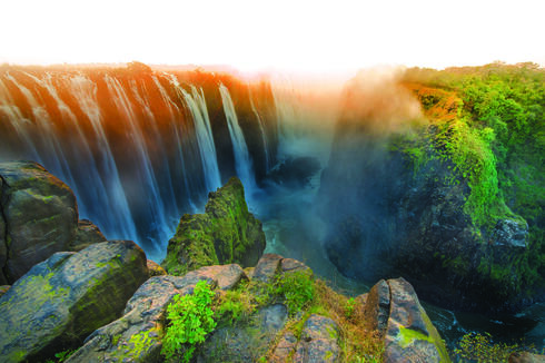 The majestic Victoria Falls, border between Zimbabwe and Zambia