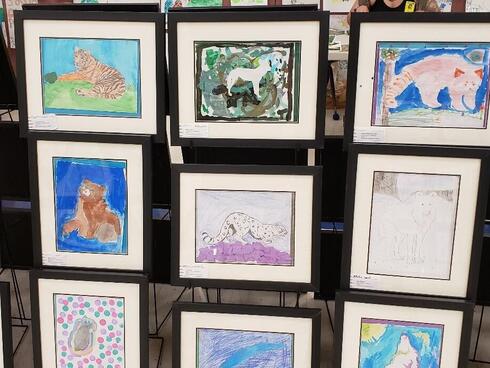 Student artwork from an Earth Day art show
