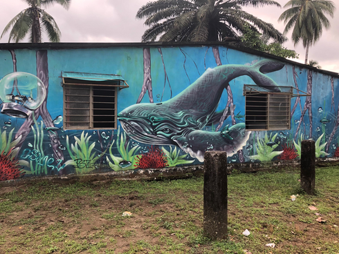 mural painted on building of a whale