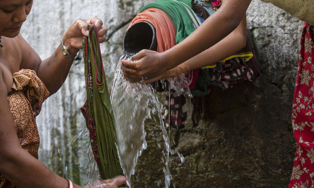 Women washing clothes in Nepal