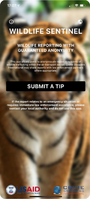 Screenshot of Wildlife Sentinel app