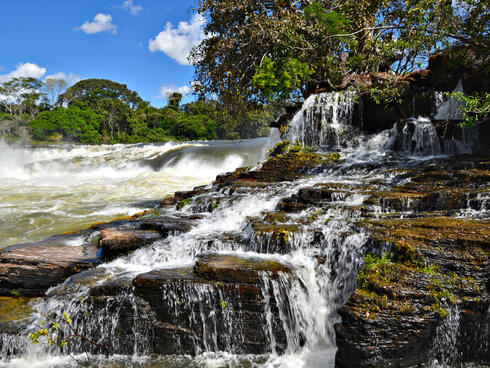 Augusto falls at Juruena, Brazil on a bright, sunny day