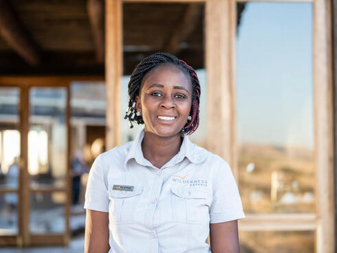 Employee Elerie Ganuses at the Doro Nawas camp Damaraland, Namibia.