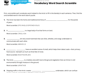 Vocabulary Word Search Scramble (with answer key)