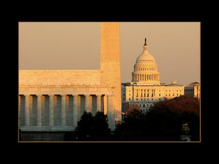 US Capitol_Washington Monument_Lincoln Memorial at dawn