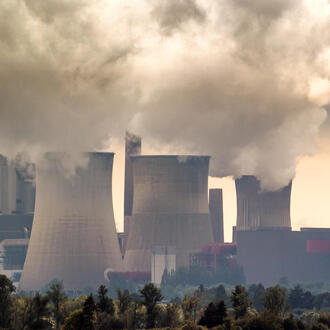 smoke emitting from coal power plant stacks