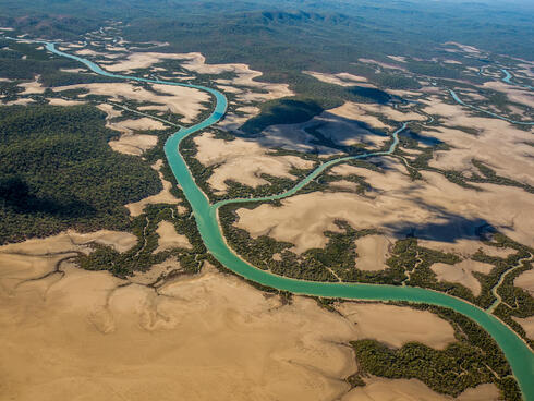 Aerial view of the Fitzroy Delta in Australia.