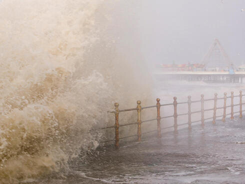 The January 18th, 2007 storm saw hurricane force winds lash much of the UK, killing 13 people. Blackpool promenade was closed as waves crashed over the sea wall flooding the road.