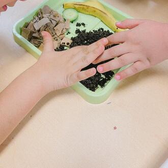 children with different compost material