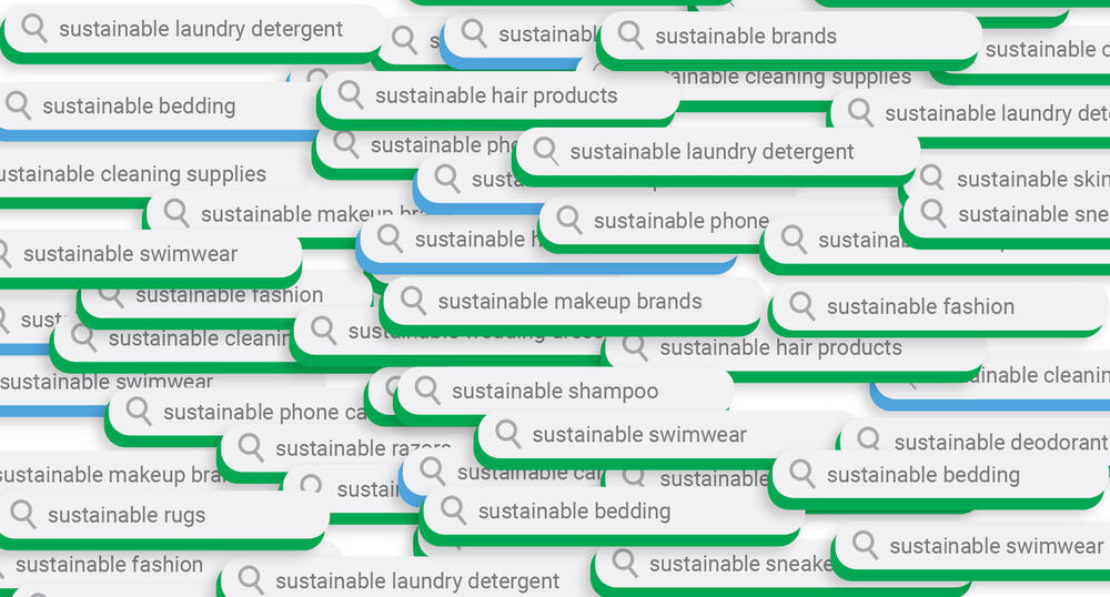 Illustration of search bar with sustainable items