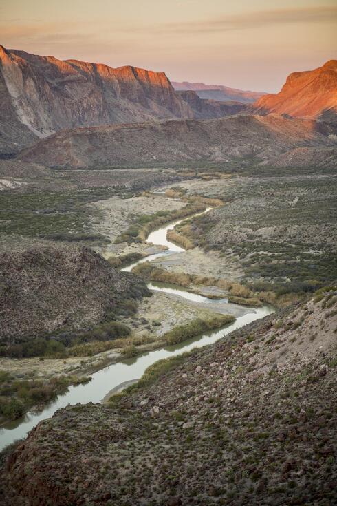 overlooking the Rio Grande, with Mexico on the left and the US on the right