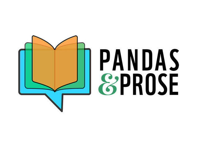 Pandas and Prose logo featuring book and word bubble combination