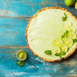 overhead view of a key lime pie