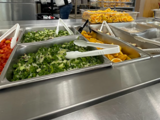 A salad bar at a school cafeteria