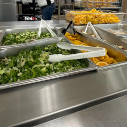 A salad bar at a school cafeteria