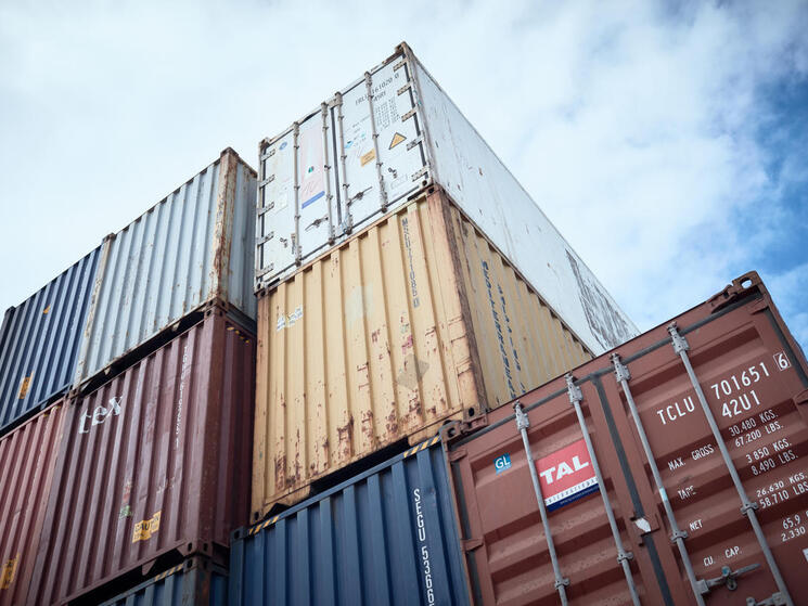 stacked shipping containers