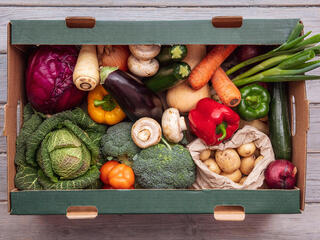 Box full of vegetables