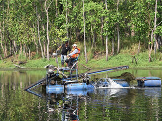 Water mower operating