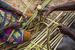 weaving by village women in Mpelu, Democratic Republic of the Congo.