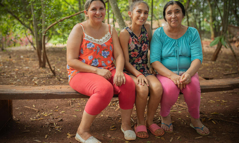 three generations of women as part of MATE project cooperative in the Atlantic Forest, Paraguay